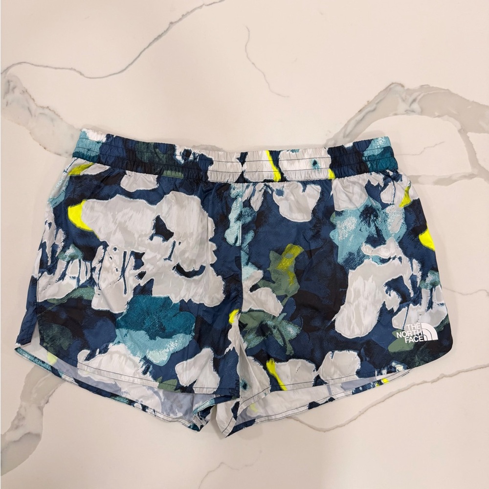 The North Face Women's Navy & Teal Floral Athletic Shorts XL
